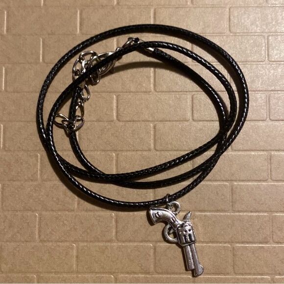 Minimalist, Stainless Steel Pistol Charm, With Adjustable Black Rope - Picture 9 of 11